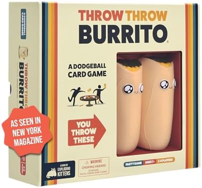 Exploding Kittens Presents Throw Throw Burrito - A Dodgeball Card Game - Family Card Games for Adults, Teens & Kids - 2-6 Players - Ages 7 and Up - 120 Cards