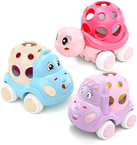 Baby Girl Toys Gifts, Toy Cars for Babies Toddlers, Toddler Push and Go Rattle Pink Car Truck for Baby Girls Valentines Day Gift Ideas Birthday Presents