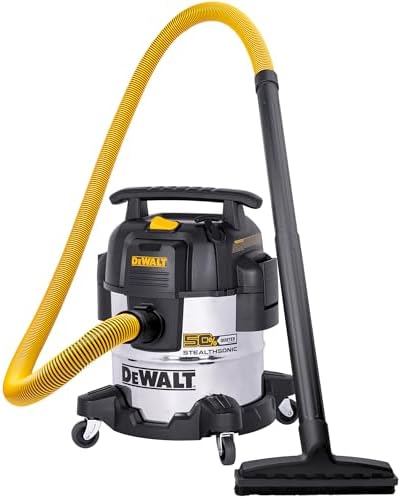 DEWALT 5 Gallon 4 HP STEALTHSONIC Shop Vacuum Wet and Dry DXV05S-QTB Ultra Quiet Stainless Steel Wet/Dry Vacuum Cleaner with Powerful Suction for Garage, Jobsite, and Workshop