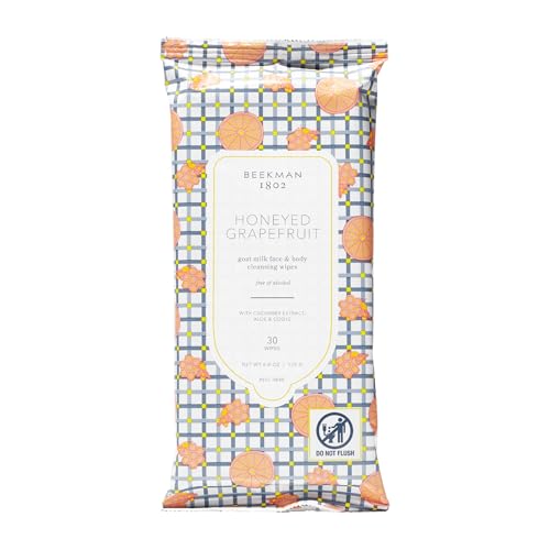 Beekman 1802 Face & Body Wipes - 30 Count - Cleanses Dirt & Makeup - With Goat Milk, Aloe & Vitamin E - Alcohol Free, Biodegradable - Good for Sensitive Skin - Cruelty Free - Packaging May Vary