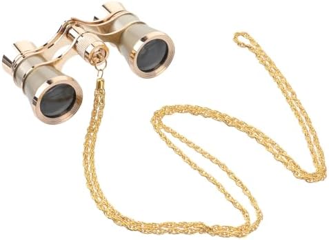 iplusmile Opera Glasses Binoculars, 3x25 Theater Telescope with Golden Chain, Wipe and Bag, Vintage Night Vision Binoculars for Concerts Theater Game Watching, Travel, Hiking