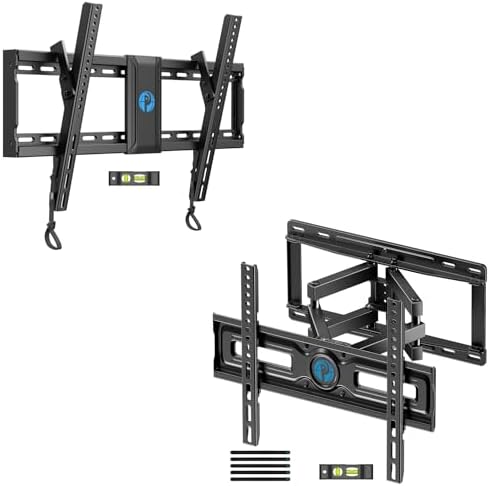 Pipishell Tilting TV Wall Mount - Adjustable for 37-82 inch TVs up to 132 lbs & PIMF4 TV Wall Mount Full Motion for Most 26-65 Inch Flat Curved TVs