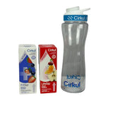 Cirkul Water Bottle + 2 Flavor Cartridge Starter Kit – 22 oz. BPA-Free Plastic Reusable Bottle & Blue Lid, LifeSip Fruit Punch w/B-Vitamins, FitSip Mixed Berry w/Electrolytes (Zero Calorie/No Sugar)