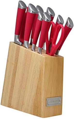 Cuisinart C77SS-11P 11-Piece Arista Collection Cutlery Knife Block Set, Stainless Steel (Red)