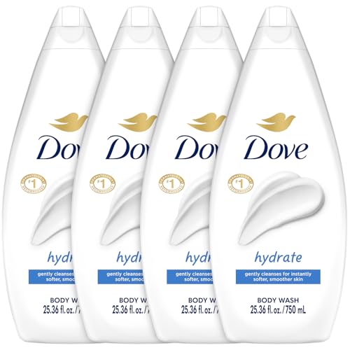 Dove Body Wash, Hydrate, Value-Size 4-Pack – Moisturizing Cleanser for Smooth, Soft Skin, 25.36 Oz Ea