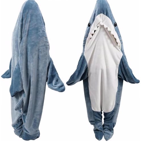 DDMY Shark Onesie Shark Blanket, S Size Flannel Blanket Hoodie Wearable Blanket Cute Halloween Blanket for Cosplay, Funny Shark Sleeping Bag Halloween Costumes Christmas Blanket Shark Throw Blankets