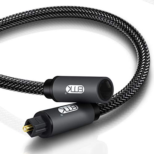 EMK Optical Extension Cable Male to Female Coupler Cable Nylon Braided Jacket 24K Gold-Plated Fiber Digital Extension Adapter Cable for Home Theater Sound bar TV PS4 Xbox 3.3ft