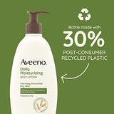 Aveeno Daily Moisturizing Body Lotion with Soothing Prebiotic Oat, Gentle Lotion Nourishes Dry Skin With Moisture, Paraben-, Dye- & Fragrance-Free, Non-Greasy & Non-Comedogenic, 2 x 18 oz