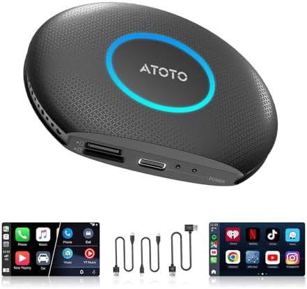 Ai Box Wireless Carplay/Android Auto Adapter, CarWave Wireless Car Smart Box with 4G LTE/Android 13,4GB+64GB, WiFi,YouTube-Netflix,Ai Dongle 2 Bluetooth for OEM Wired CarPlay Android Auto CB6A-N-BK