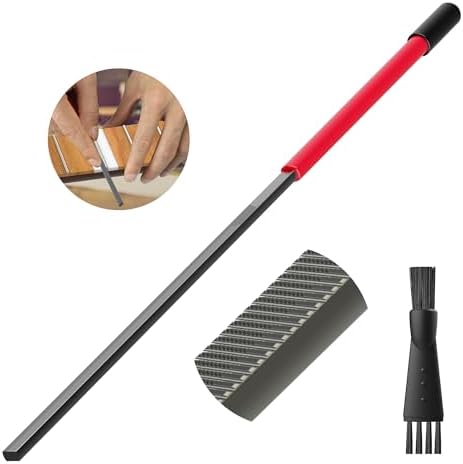 Fret End Dressing File, Fix Sharp Guitar Fret Ends - Professional Luthier Tool - Double-Side Fret File - Fret Crowning File For Rounding, Shaping, and Deburring, Works on All Frets, with Clean Brush