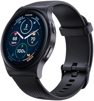 Motorola Moto Watch 120 - Premium Smartwatch with AMOLED Display, 10-Day Battery, Heart Rate & SpO2 Tracking, Fitness & Health Monitoring, Compatible with Android and iPhone - Phantom Black