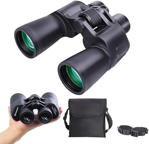 BRESSER 12x50 Binoculars for Adults High Powered with HD Optical System, Non-Slip Grip, Waterproof, Shockproof, Low Light Vision for Bird Watching Hunting Football Games Travel Stargazing Cruise