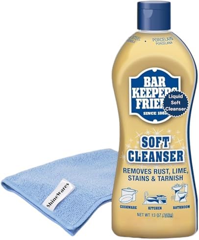 Bar Keepers Friend 13oz Soft Cleanser Bundled Microfiber Cleaning Towel - Great for everyday Cleaning of Pots, Pans, Stovetop, Cooktops, Water Stains, Bathrooms, Kitchens & more.