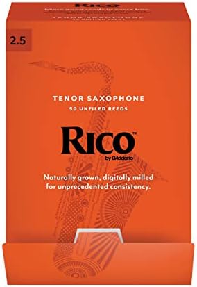 D'Addario Rico Tenor Saxophone Reeds, Strength 2.5, Pack of 50