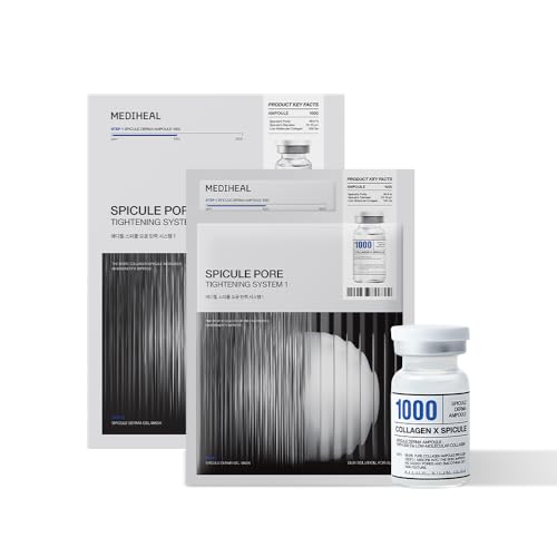 Mediheal Collagen Spicule Pore Care System - Serum & Gel Mask Set. 1,000 ppm High Purity Spicule and Micro Collagen Included. 2-Step Pore Care System with Spicule Collagen Ampoule & Collagen Gel Mask