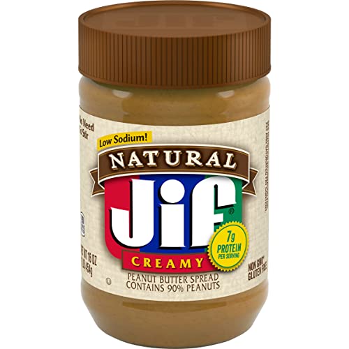 Jif Natural Creamy Peanut Butter Spread, 16 Ounces (Pack of 12), Contains 90% Peanuts