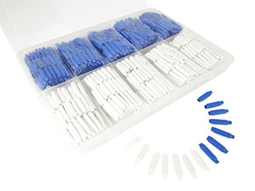 Low Voltage B Connectors Wire Splices Gel Filled, Waterproof Electrical Wire Crimp Bean Type Cable Connector for Outdoor Telephone Phone Security Lighting (White 500pcs & Blue 500 pcs)