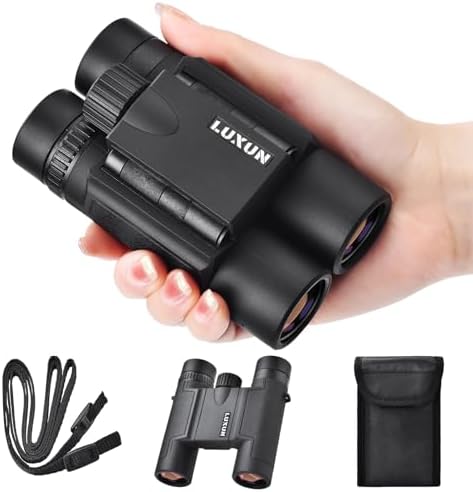 LUXUN 15×25 Small Binoculars for Adults and Kids, Compact Waterproof Binoculars with Low Light Vision, Mini Pocket Lightweight Binoculars for Bird Watching and Hunting (15x25)
