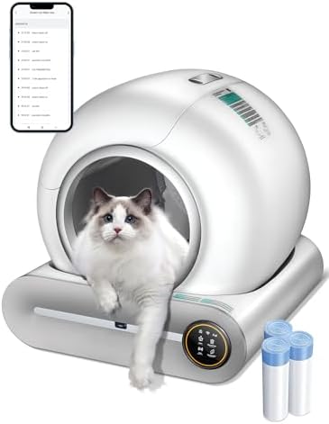 (2025) Self Cleaning Litter Box, Upgraded Robot Automatic Litter Box for Multiple Cats, 65L+9L Extra Large, Features Negative ion Sterilization and Deodorization, APP Control, Health Monitor