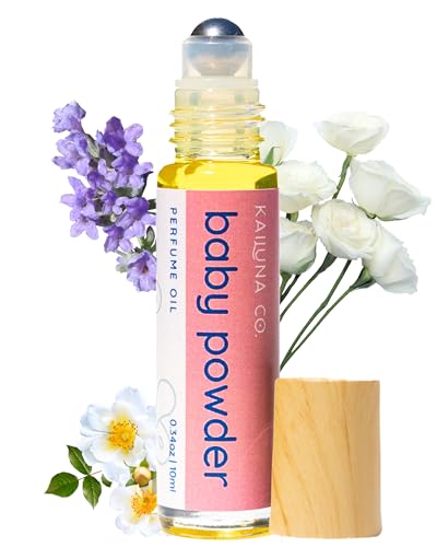 Baby Powder Natural Essential Oil Perfume Roll On with Pure Organic Jojoba Oil, Alcohol Free, Handmade in California