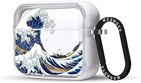MOSNOVO Case for Airpods Pro & Airpods Pro 2, Protective Clear Case with Shockproof Dual Layer Hard Luxe Metal Ring Designed for Airpods Pro 2 Generation - Great Wave