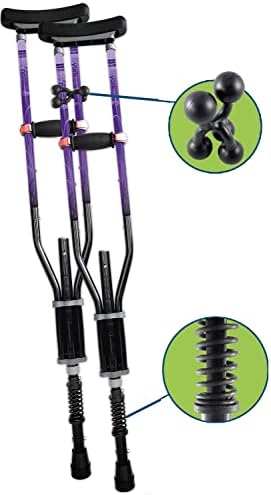 York Nordic - Spring Cushion Crutches Perfect for Sports Injuries and Travel - Heights 4'7" to 6'6" - Adjust Down to 22" for Travel
