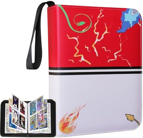 4-Pocket Trading Card Binder with Zipper, 400 Pockets, PU Leather Collection Album for MTG, TCG, Sports Cards, Ideal for Collectors and Enthusiasts