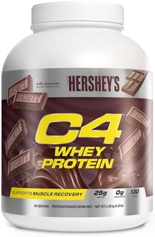 Cellucor C4 Whey Protein Powder, Hershey's Chocolate - 25g Protein, 0g Added Sugar, 130 Calories Per Serving, Supports Muscle Recovery, 66 Servings, Premium Whey for Post-Workout
