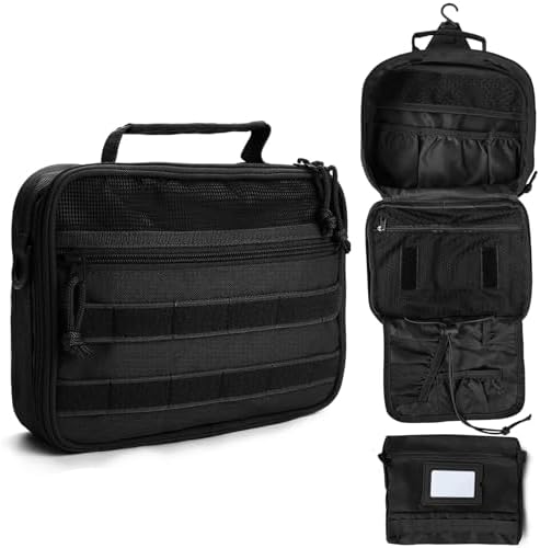 SMONT Tactical Toiletry Bag for Men, 9.5" Hanging Dopp Kit Shaving Hygiene Bag for Traveling Bathroom