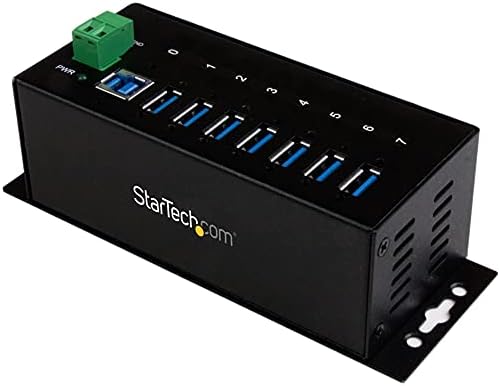 StarTech.com 7-Port USB 3.0 Hub - 5Gbps - Metal Industrial USB-A Hub with ESD Protection & 350W Surge Protection - Din Rail Wall or Desk Mountable - TAA Compliant USB Expander Hub (ST7300USBME)