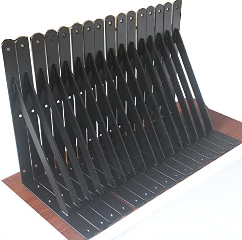 12 Pack L11 x H 8" Black Heavy Duty Shelf Brackets with Screws Metal Shelf Brackets Shelf Support Angle Brackets for Shelves L Brackets Heavy Duty Floating Shelf Brackets