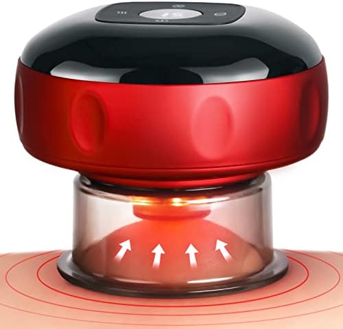5-in-1 Smart Dynamic Cupping Therapy Set with 20 Level Temperature and Suction, Cupping Kit for Massage Therapy, Electric Cupping Device with Red Light for Back Muscle Soreness (Red)