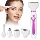 Electric Razor for Women, 4 in 1 Women Electric Shaver, Painless Wet and Dry, Rechargeable Pubic Hair Trimmer for Women Body, Underarm, Face, Eyebrow