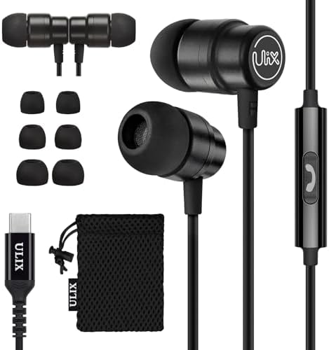 UliX Rider USB C Headphones, 5 Years Warranty, Magnetic USB-C Earbuds for iPhone 15 Pro Max Plus Samsung Galaxy S23 Ultra S22 S21 FE S20 Z Flip 3 Fold 4 A53 A54, USB Type C Earphones for iPad Pro
