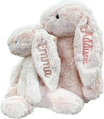 2025 Personalized Plush Bunny - Handmade Embroidered Stuffed Bunny Toy for Kids, Baby Shower, or Child's First Easter Gift - Nursery Decor, Easter Bunny with Name for Boys and Girls