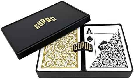 Copag 1546 Design 100% Plastic Playing Cards, Poker Size (Standard) Black/Gold (Jumbo Index, 1 Set)