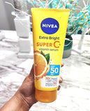 Nivea Extra Bright Super C+ Vitamin Body Serum Sunscreen, SPF50+ PA+++ Size 320 ml, 10.82 Oz (Pack Of 1)