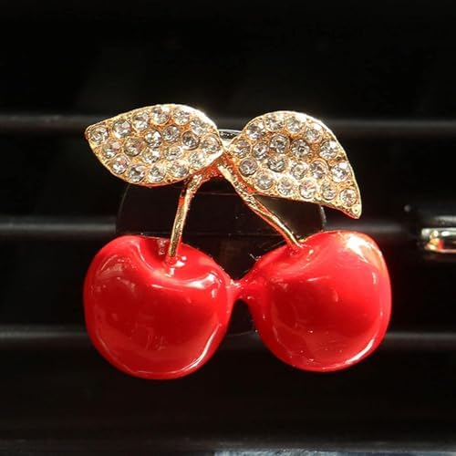 Cherry Car Air Vent Freshener Perfume Clip, Rhinestone Air Outlet Fragrance Perfume Clip Freshener, Car Decor（Odor Random）（Ocean, lavender, cologne, peach）