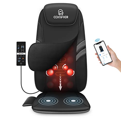 COMFIER Back Massager for Back Pain Relief,APP Control, Shiatsu Massage Chair Pad,Electric Chair Massagers with Heat,Seat Cushion for Office,Home,Ideal Gifts for Mom,Dad,Him,Her