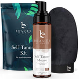 Self Tanner Tanning Mousse Kit - USA Made with Natural & Organic Ingredients, Self Tanner Mousse and Mitt, Self Tan Kit, Tanning Foam for Fake Tan, Ultra Dark Sunless Tanner, Self Tanners Best Sellers