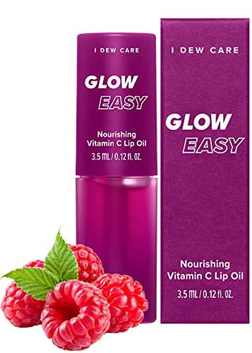 I DEW CARE Lip Gloss - Glow Easy Raspberry | Jojoba Seed Oil, Vitamin C, Pigmented Glossy Stain, Hydrating, Korean Makeup, Pink Color, Moisturizing, Nourishing Crystal Glass Clear, 0.20 FL Oz