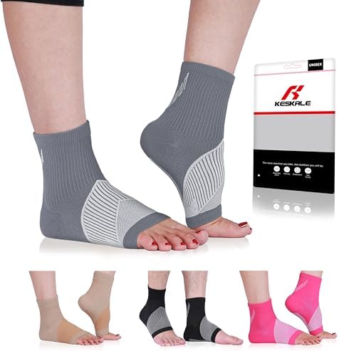 Compression Socks for Women & Men Open Toe (3 Pairs), Ankle Brace Compression Sleeve with Neuropathy, Foot Compression sleeve for Swelling, Pain & Plantar Fasciitis Relief (Gray, M)