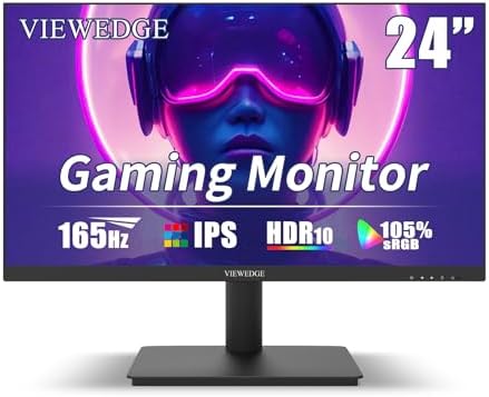 24 Inch Gaming Monitor with 165hz/144hz, IPS 1ms, FHD 1080p and HDR 10 | PC Computer Monitor with 105% sRGB, Bluelight Filter, 2 HDMI & 1 DP Port, Support Freesync and Wall Mounted