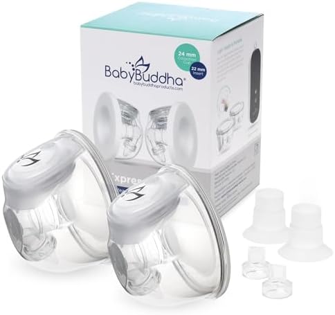 BabyBuddha Hands Free Milk Collection Cups for Breast Pump, 8 Fl Oz per Cup, Milk Containers, Compatible with BabyBuddha Breast Pump, Wearable Cups, Small, 2 Pack (22 to 24mm)