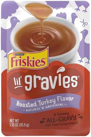 Purina Friskies Lil' Gravies Roasted Turkey Flavor Cat Food Lickable Cat Treats - (Pack of 16) 1.55 oz. Pouches