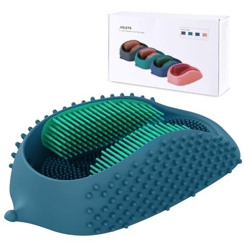JIALEYA Lu-lala Shower Foot Scrubber - Portable Manual Foot Massager Cleaner Care for Soothe Feet Neuropathy Achy, Improve Foot Circulation - Wet and Dry use (Blue-Green)