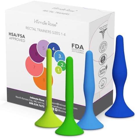 Rectal Dilator Trainer Set for Men and Women – Pelvic Floor Therapy Tool - Medical Grade Silicone, FDA Registered - 4-Pack, Sizes 1-4