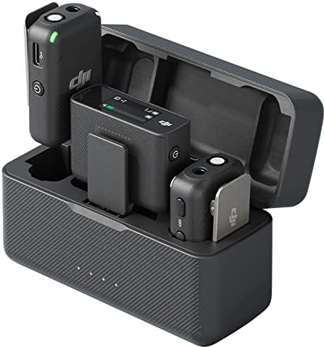 DJI Mic (2 TX + 1 RX + Charging Case), Wireless Lavalier Microphone, 250m (820 ft.) Range, 15-Hour Battery, Noise Cancellation, Wireless Microphone for PC, iPhone, Andriod, Record Interview, Vlogs