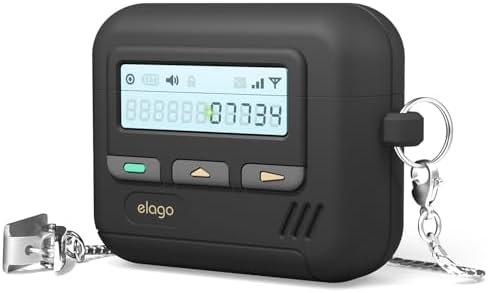 elago Pager Case Compatible with AirPods 4, Shock Resistant, Full Protection, Unisex, Black