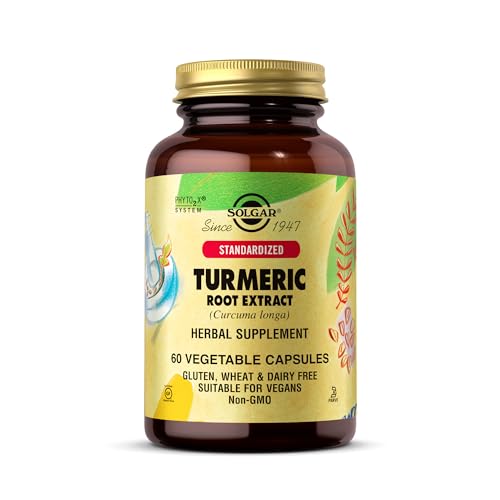 Solgar Standardized Turmeric Root Extract 400 mg, 60 Vegetable Capsules - Antioxidant Support for Brain, Joint, & Immune Health - Non-GMO, Vegan, Gluten Free, Dairy Free, Kosher - 60 Servings